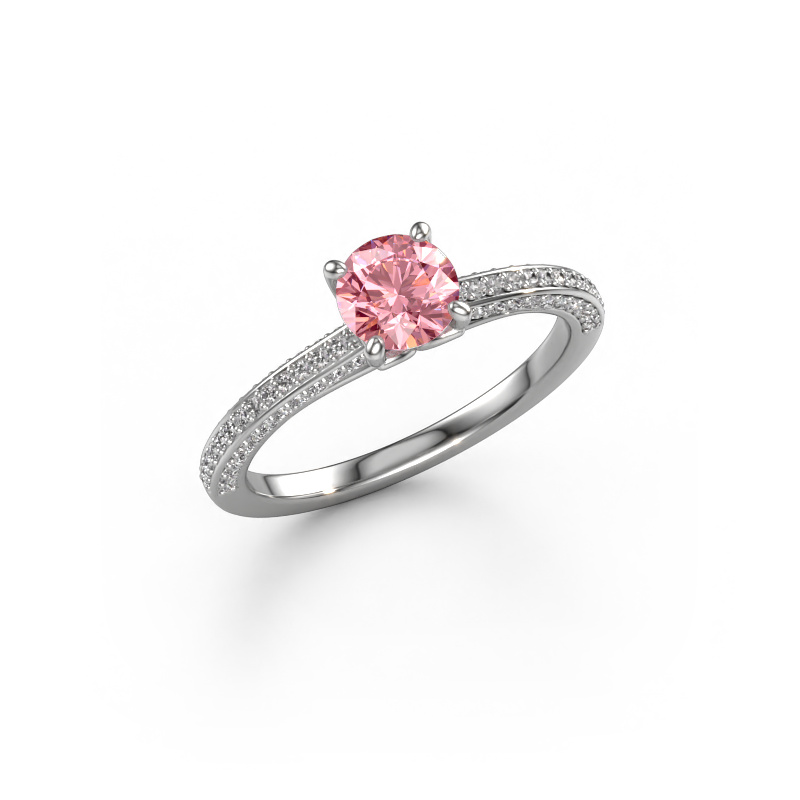 Bild von Verlobungsring Elenore rnd 585 Weißgold Rosa Labordiamant 5.4 mm
