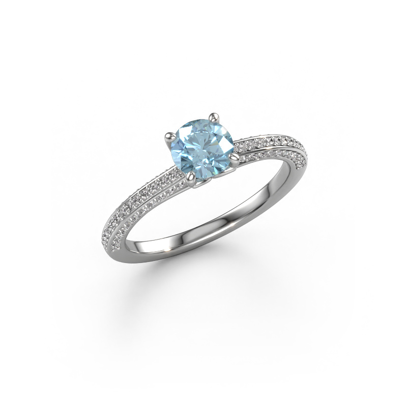 Image of Engagement ring Elenore rnd 950 platinum Blue lab grown diamond 5.4 mm