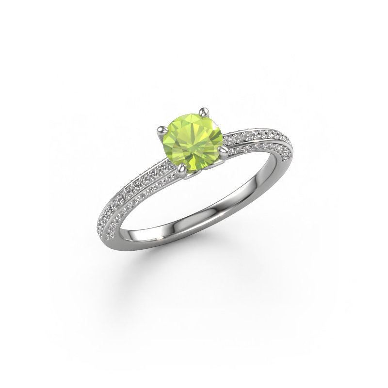 Image of Engagement ring Elenore rnd 585 white gold Peridot 5.4 mm