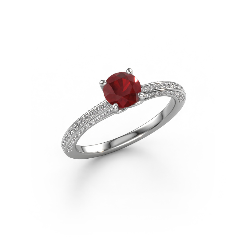 Image of Engagement ring Elenore rnd 950 platinum Ruby 5.4 mm