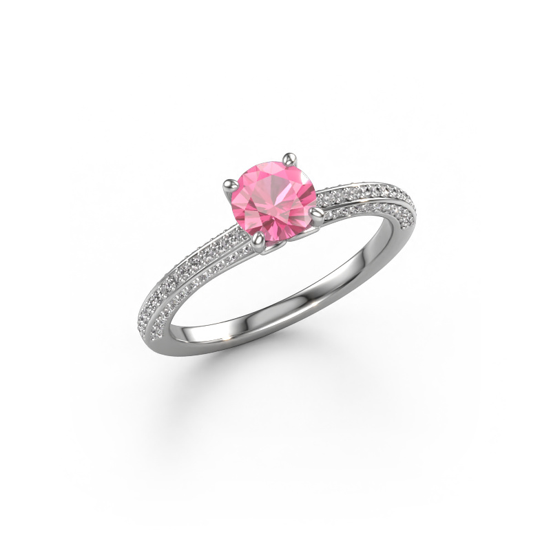 Image of Engagement ring Elenore rnd 585 white gold Pink sapphire 5.4 mm
