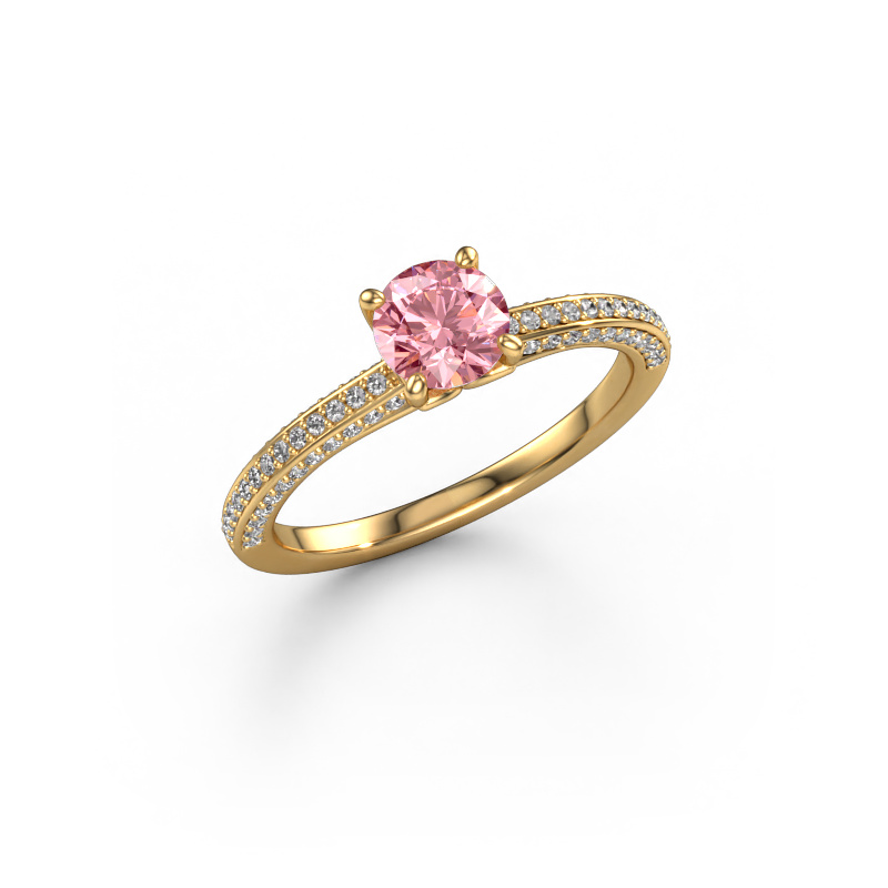 Image of Engagement ring Elenore rnd 585 gold Pink lab grown diamond 5.4 mm