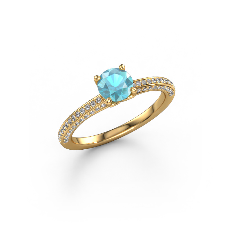 Image of Engagement ring Elenore rnd 585 gold Blue topaz 5.4 mm