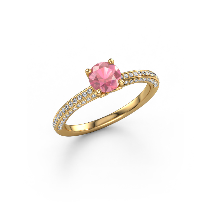 Image of Engagement ring Elenore rnd 585 gold Tourmaline pink 5.4 mm