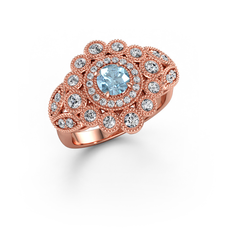 Bild av Ring Elia 585 roséguld Blå labbodlad diamant 5 mm
