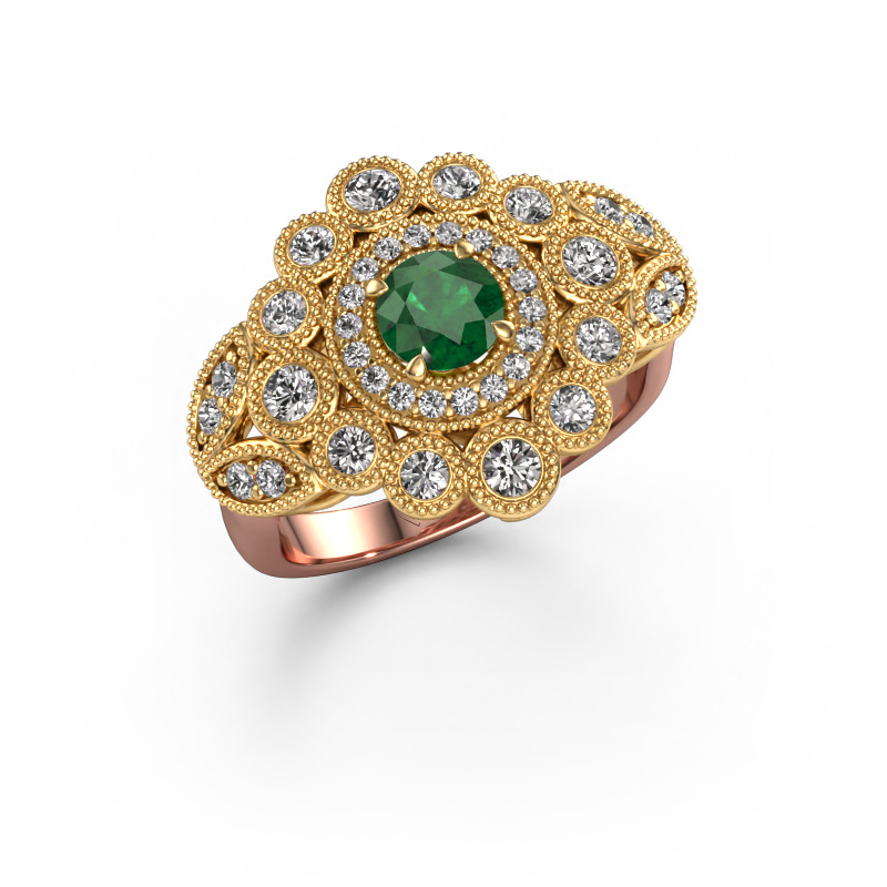 Image of Ring Elia 585 rose gold Emerald 5 mm