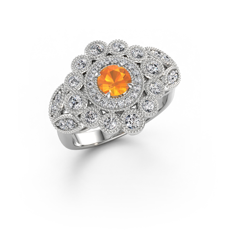 Immagine di Anello Elia 585 oro bianco Citrino 5 mm