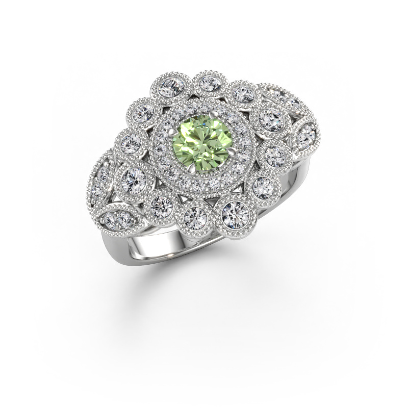 Immagine di Anello Elia 585 oro bianco Diamante lab grown verde 5 mm