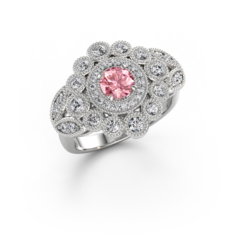 Bild av Ring Elia 585 vitt guld Rosa labbodlad diamant 5 mm