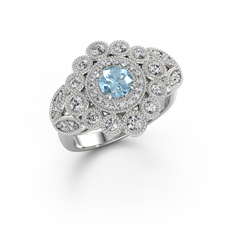 Bild av Ring Elia 585 vitt guld Blå labbodlad diamant 5 mm