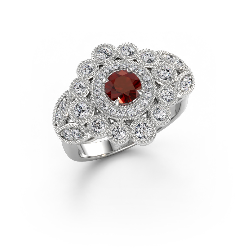 Bild von Ring Elia 585 Weißgold Granat 5 mm