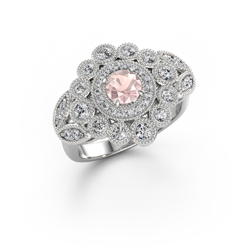 Immagine di Anello Elia 585 oro bianco Morganite champagne 5 mm