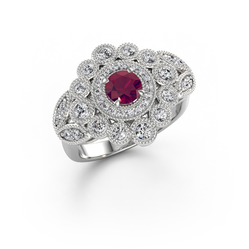 Immagine di Anello Elia 585 oro bianco Rodolite 5 mm