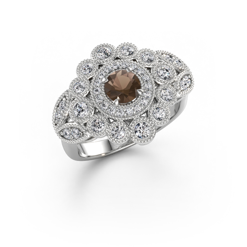 Bild av Ring Elia 585 vitt guld Rökkvarts 5 mm