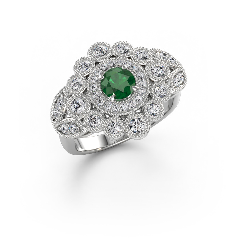 Immagine di Anello Elia 585 oro bianco Smeraldo 5 mm