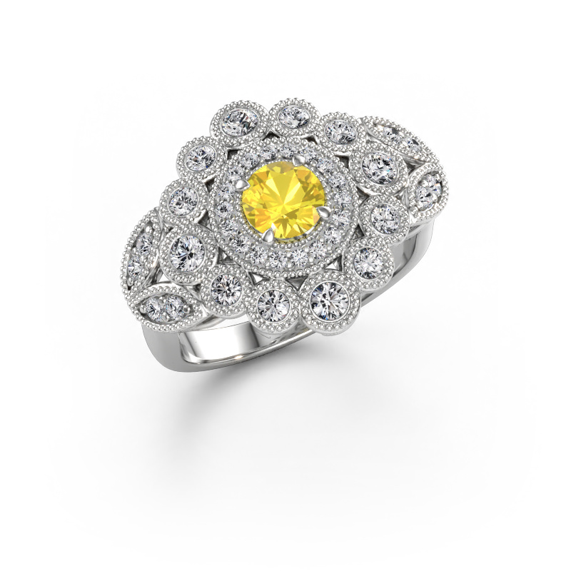 Immagine di Anello Elia 585 oro bianco Zaffiro giallo 5 mm