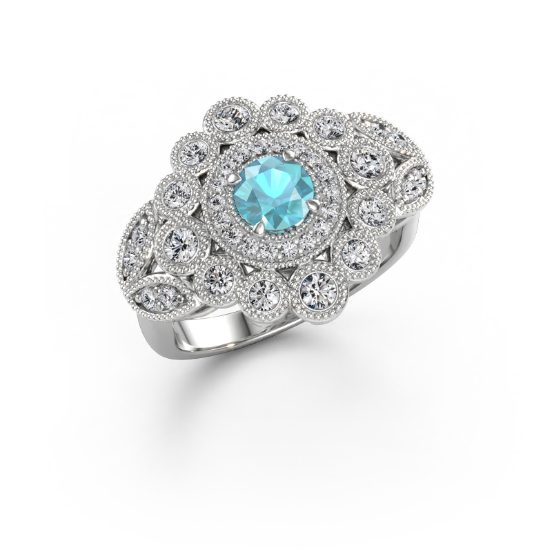 Immagine di Anello Elia 585 oro bianco Topazio blu 5 mm