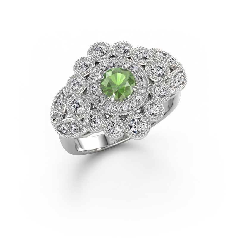 Immagine di Anello Elia 585 oro bianco Tormalina verde 5 mm