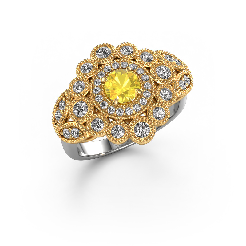 Bild von Ring Elia 585 Weißgold Gelb Saphir 5 mm