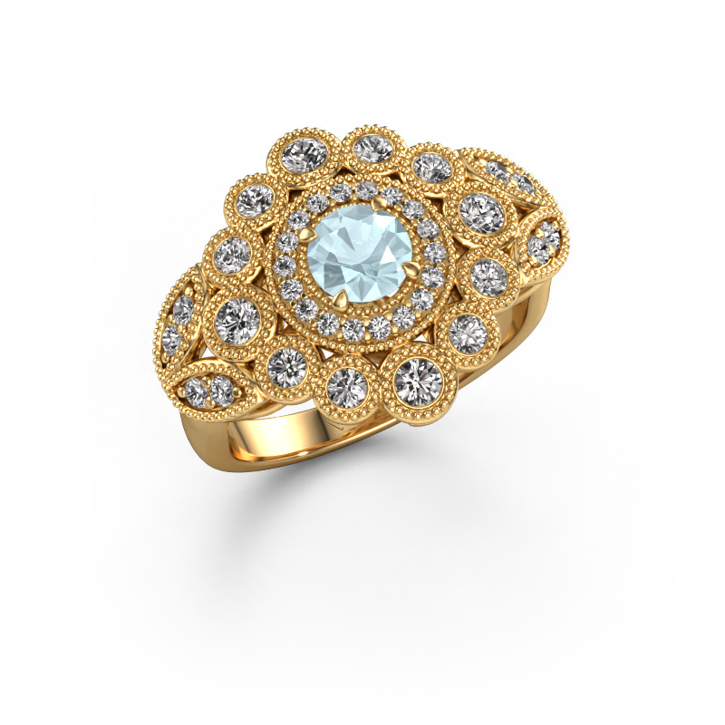 Image de Bague Elia 585 or jaune Aigue-marine 5 mm