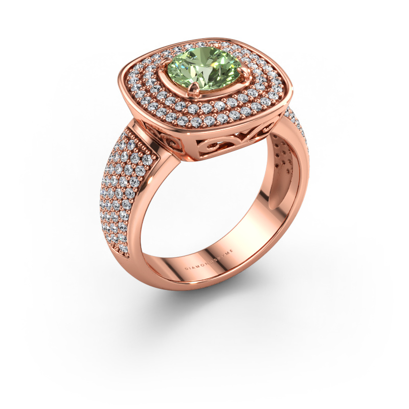 Immagine di Anello Eliana 585 oro rosa Diamante lab grown verde 6 mm