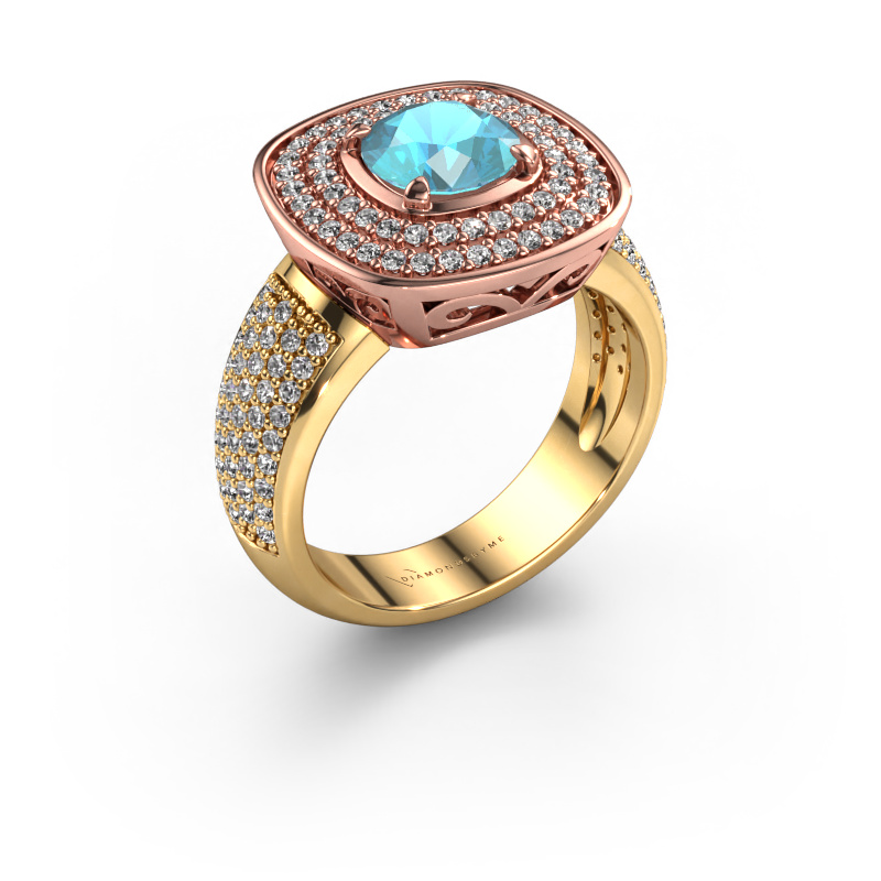 Image of Ring Eliana 585 rose gold Blue topaz 6 mm