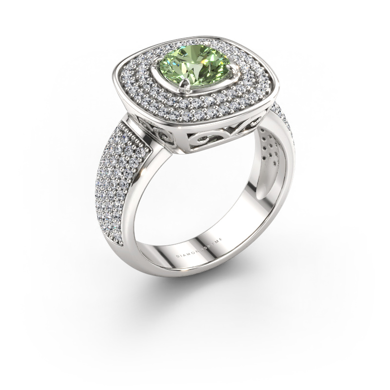 Bild av Ring Eliana 585 vitt guld Grön labbodlad diamant 6 mm