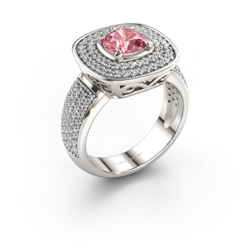 Immagine di Anello Eliana 585 oro bianco Diamante lab grown rosa 6 mm