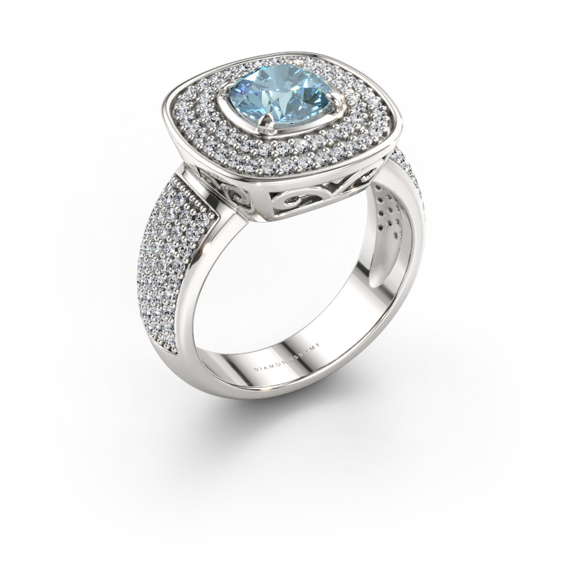 Bild av Ring Eliana 585 vitt guld Blå labbodlad diamant 6 mm