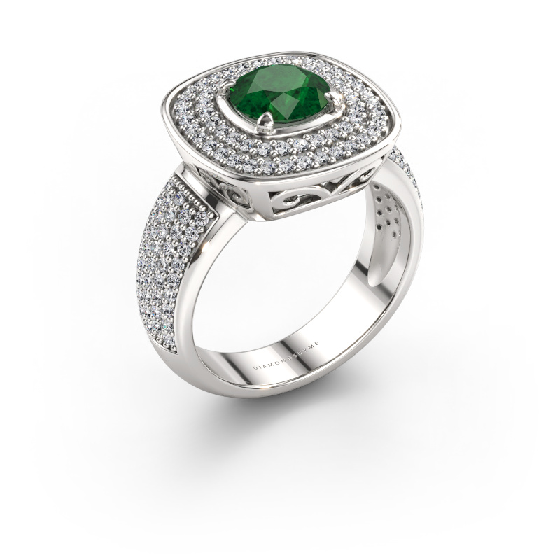 Immagine di Anello Eliana 585 oro bianco Smeraldo 6 mm