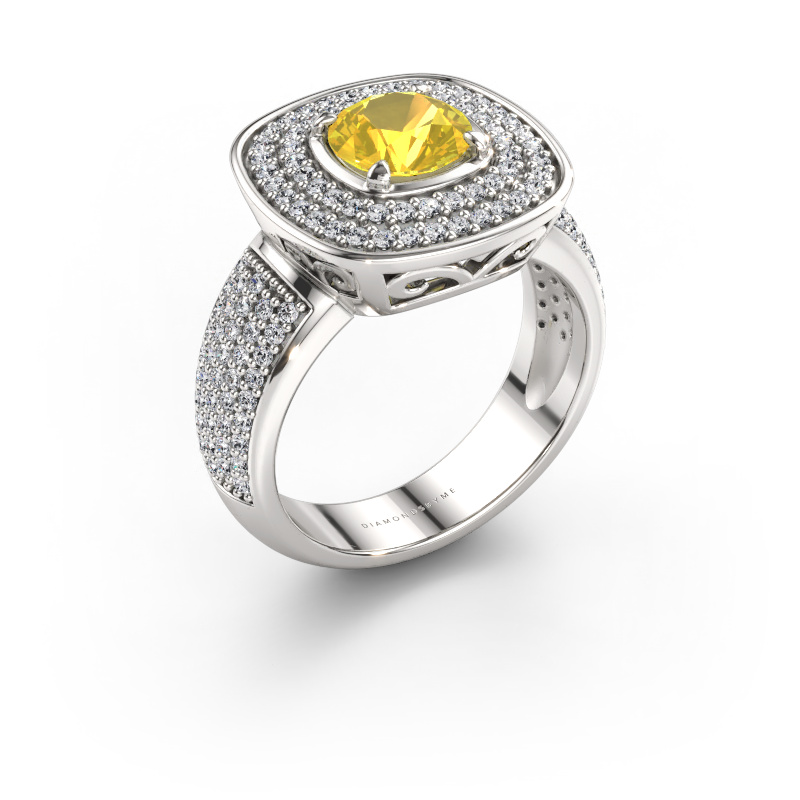 Image de Bague Eliana 585 or blanc Saphir jaune 6 mm