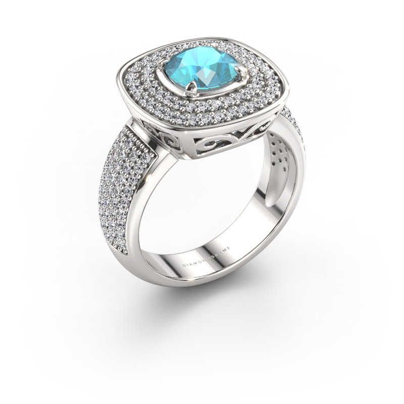 Bild av Ring Eliana 585 vitt guld Blå topas 6 mm