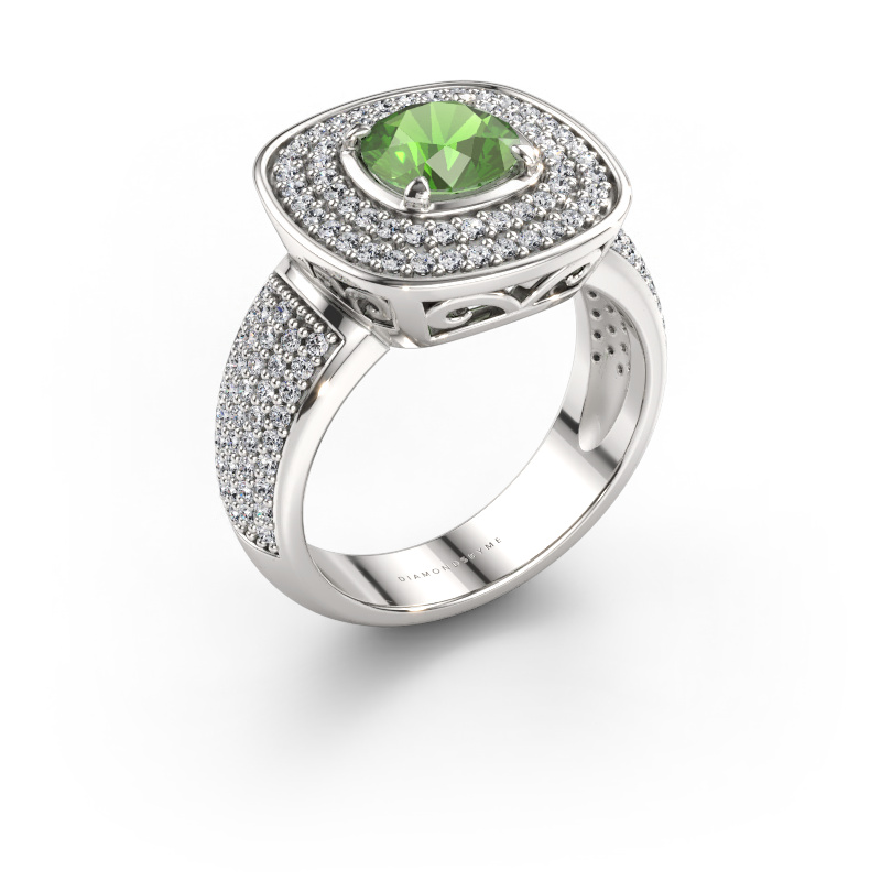 Bild av Ring Eliana 585 vitt guld Grön turmalin 6 mm