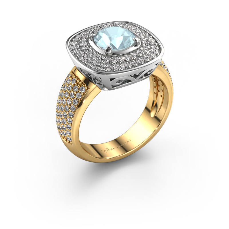 Afbeelding van Ring Eliana 585 witgoud Aquamarijn 6 mm