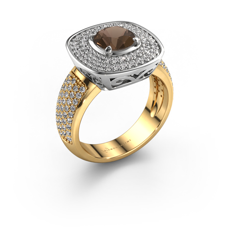 Image of Ring Eliana 585 white gold Smokey quartz 6 mm