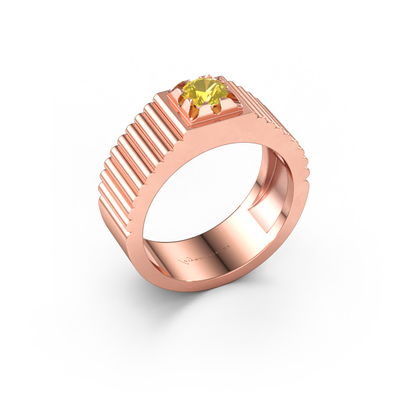 Image de Bague pinky Elias 585 or rose Saphir jaune 5 mm