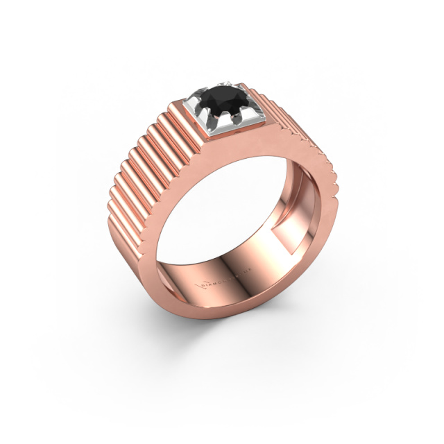 Image of Pinky ring Elias 585 rose gold Black diamond 0.60 crt