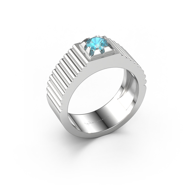 Image of Pinky ring Elias 925 silver Blue topaz 5 mm