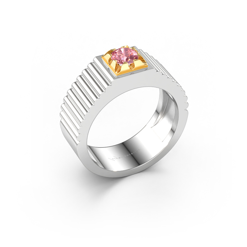 Afbeelding van Pink ring Elias 585 witgoud Roze lab grown diamant 5 mm