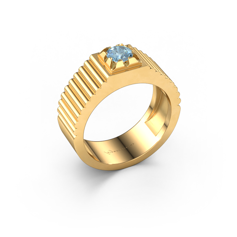 Bild von Pinky Ring Elias 585 Gold Blauer Labordiamant 5 mm