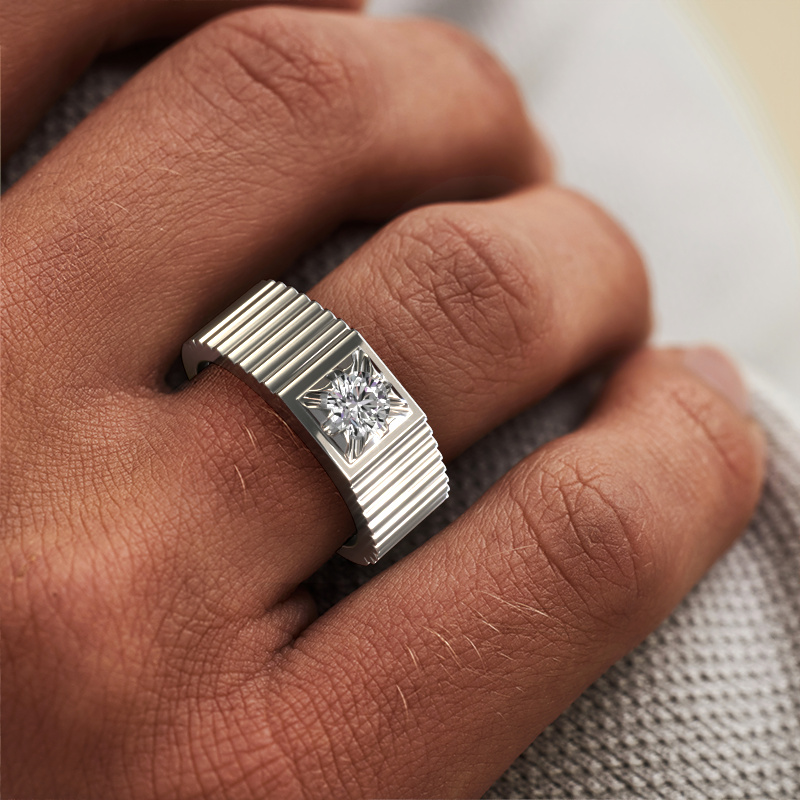 Image of Pinky ring Elias 950 platinum Diamond 0.40 crt