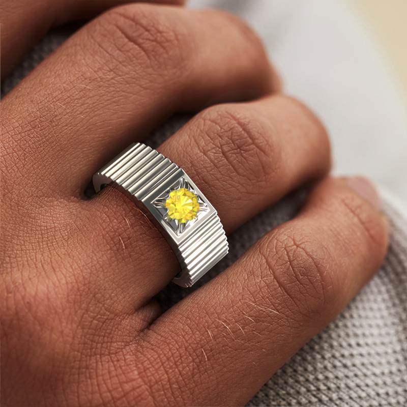 Image of Pinky ring Elias 950 platinum Yellow sapphire 5 mm