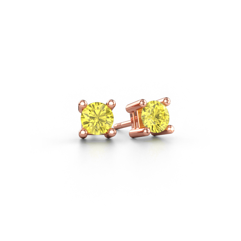 Bild av Stiftörhängen Eline 585 roséguld Gul labbodlad diamant 5 mm