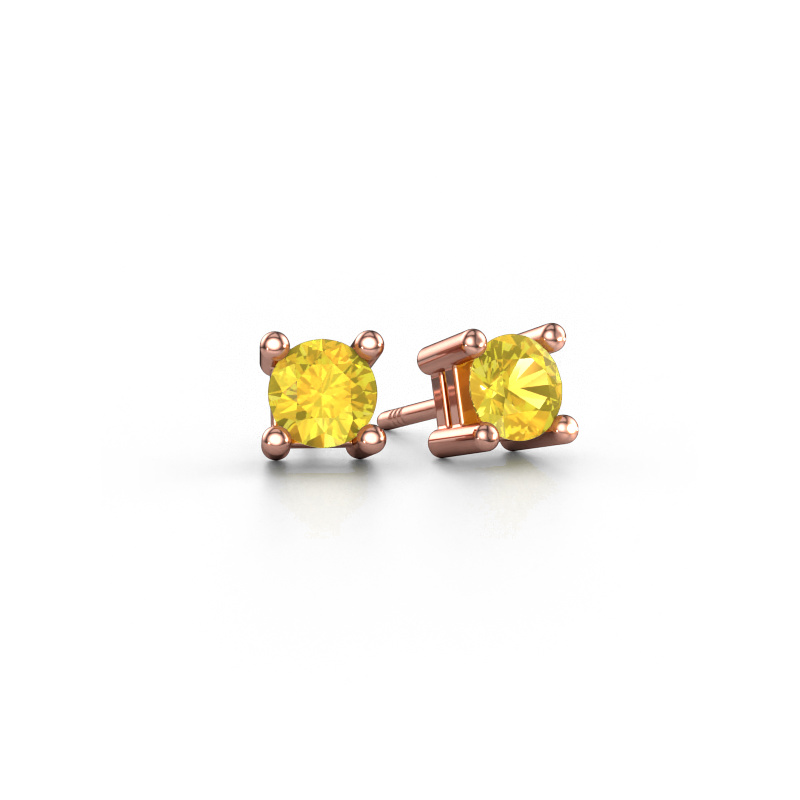 Image de Clous d'oreilles Eline 585 or rose Saphir jaune 5 mm