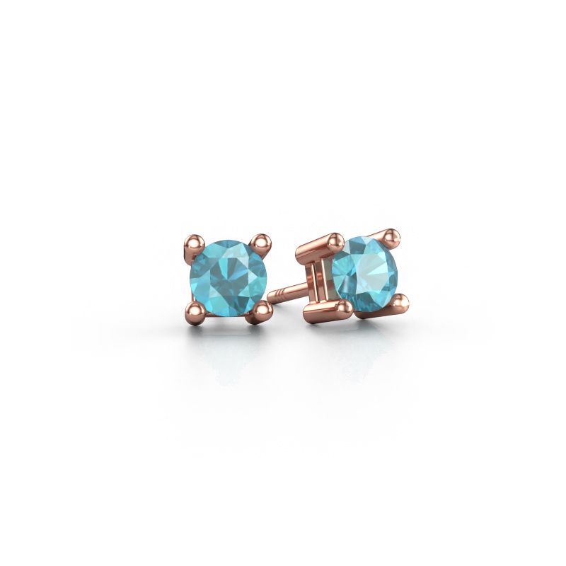 Image of Stud earrings Eline 585 rose gold Blue topaz 5 mm