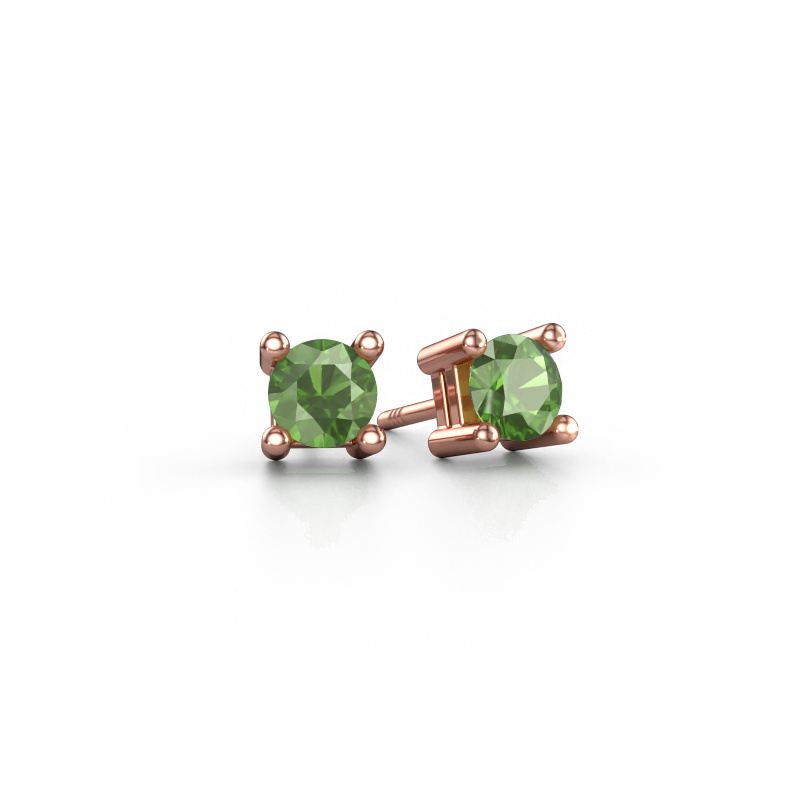 Image of Stud earrings Eline 585 rose gold Tourmaline green 5 mm