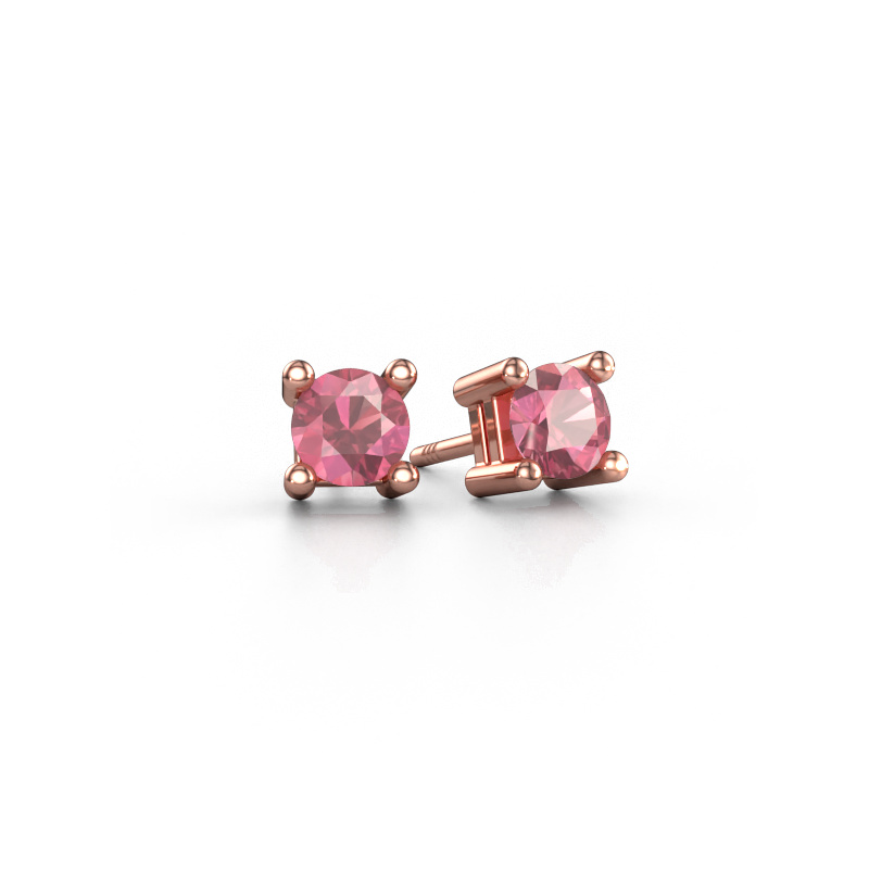 Image de Clous d'oreilles Eline 585 or rose Rose tourmaline 5 mm