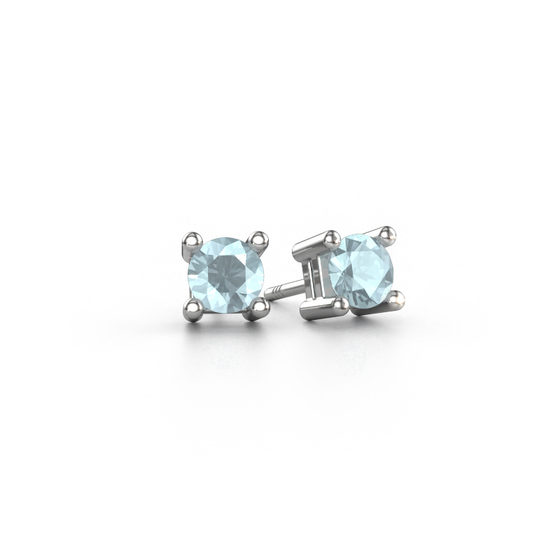 Image of Stud earrings Eline 950 platinum Aquamarine 5 mm