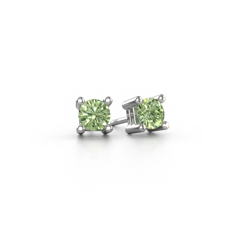 Image de Clous d'oreilles Eline 950 platine Diamants synthétiques vert 5 mm
