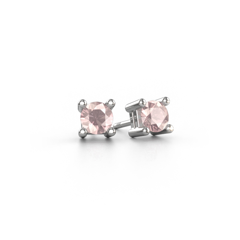 Image of Stud earrings Eline 585 white gold Morganite champagne 5 mm